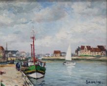 Saulin Deauville - Entree Du Port Oil on canvas Signed 21 x 25.