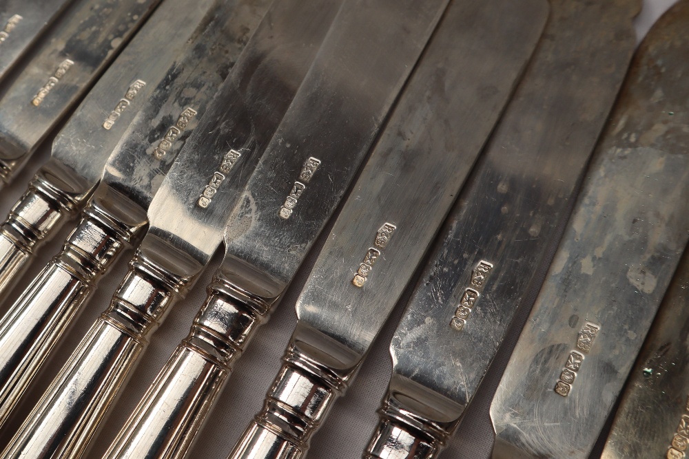 An Elizabeth II silver part flatware service, comprising twelve fish forks, twelve fish knives, - Image 3 of 3