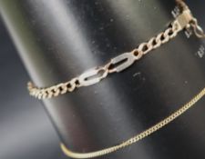 A 9ct yellow gold bracelet with oval and twisted links, together with a 9ct gold necklace,