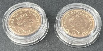 Two Elizabeth II gold Sovereigns dated 2017,