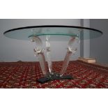 Reflex Angelo - a Casanova 72 round glass table with a large clear bevelled glass top,