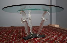 Reflex Angelo - a Casanova 72 round glass table with a large clear bevelled glass top,