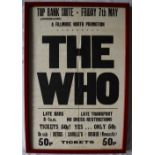 The Who A British concert poster A Fillmore North Promotion Top Rank Suite - Sunderland Friday 7th