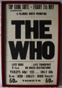 The Who A British concert poster A Fillmore North Promotion Top Rank Suite - Sunderland Friday 7th