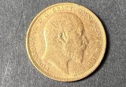 An Edward VII gold sovereign, dated 1902,