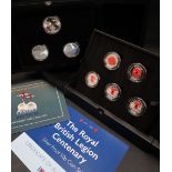 Westminster - Silver proof coin set (five), 50p to commemorate the Royal Britain Legion centenary,