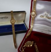 A lady's 18ct gold Omega wristwatch,