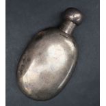 A George V silver hip flask of oval form with a screw down spherical top, Birmingham, 1920,