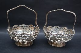 A pair of George V silver fixed handle bon bon dishes,