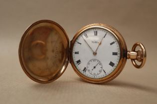 A gold plated Waltham keyless wound hunter pocket watch,