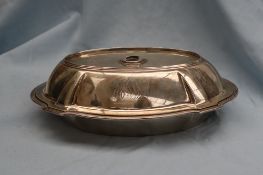 American silver - A Gorham Sterling silver entree dish and cover with a shaped lobed edge,