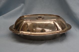 American silver - A Gorham Sterling silver entree dish and cover with a shaped lobed edge,