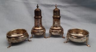 American Silver - Frank M White & Co Sterling silver reproduction George II pepperettes and open