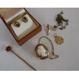 A pair of Clogau 9ct gold peridot set earrings,