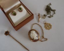 A pair of Clogau 9ct gold peridot set earrings,