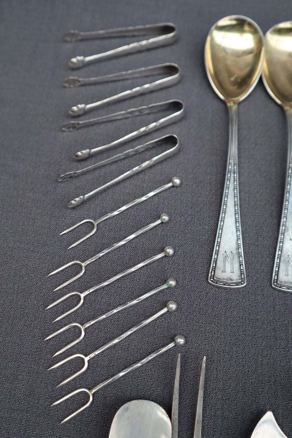 A continental white metal 800 standard part flatware service comprising six table forks, - Image 2 of 5