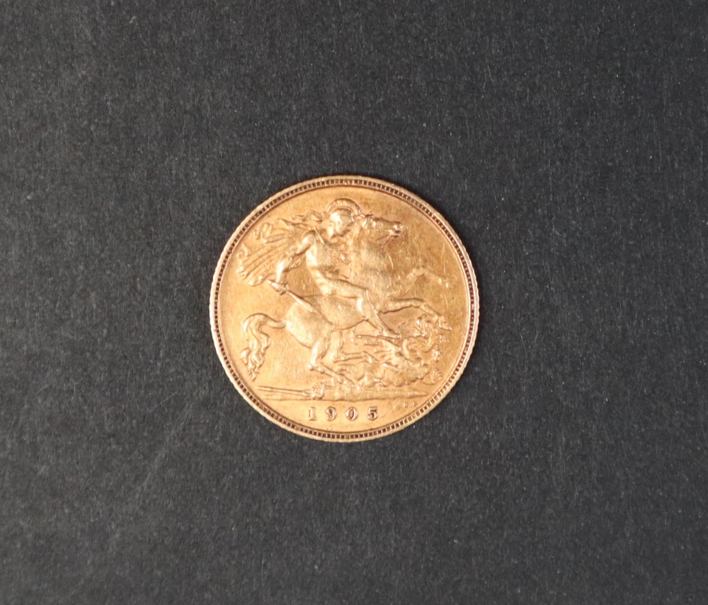A Edward VII gold half sovereign dated 1905