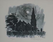 Sir Kyffin Williams Moonlit Anglesey church A limited edition print, No.