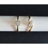 A solitaire diamond ring, set with around faceted diamond to an 18ct gold shank,