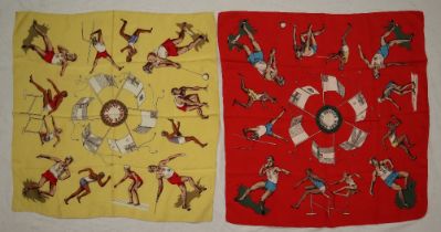 Two silk scarves from the 1958 Empire and Commonwealth Games which took place between 18th to 26th