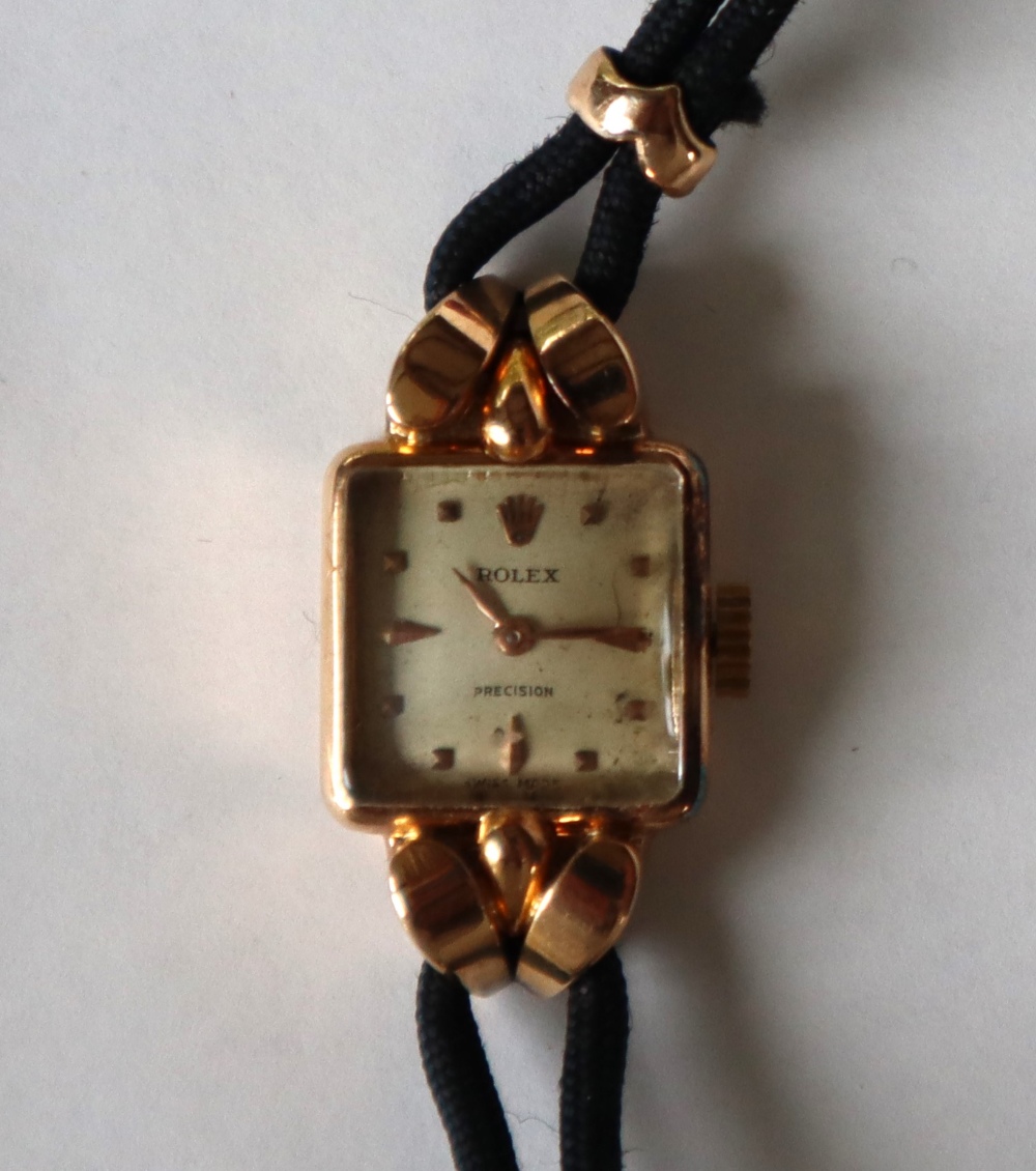 A lady's 18ct gold Rolex wristwatch, the square dial with dot markers, marked Rolex Precision, - Image 7 of 8