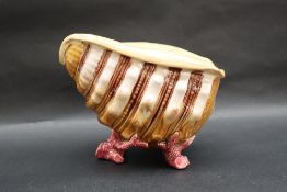 A Mintons Majolica Conch and Coral Spoon Warmer shape no.