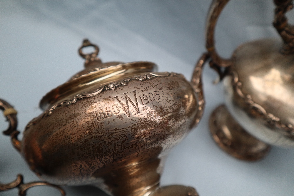 American Silver - An R W & S Sterling silver five piece teaset with a scrolling leaf and flower - Image 4 of 7