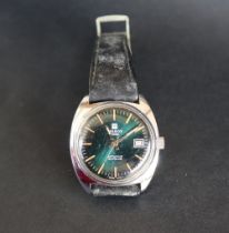 A gentleman's stainless steel Tissot Actualis Autolub wristwatch with a green dial and date