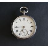 A George V silver open faced pocket watch, with an enamel dial,