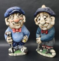 Groggs - A John Hughes pottery grogg of a golfer titled "On The Green", signed to the base,