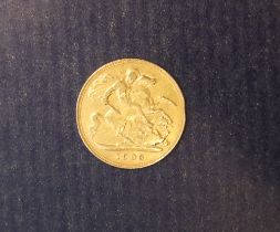 An Edward VII gold half sovereign,