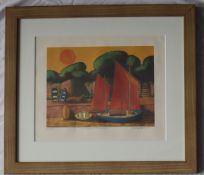 Stan Rosenthal Lugger at Porth Clais A limited edition print No.