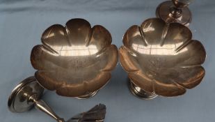 American Silver - A pair of J E Caldwell & Co Londonderry patent pedestal dishes with a lobed top,