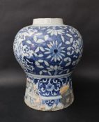 A 19th century Delft tin glazed earthenware blue and white vase decorated with stags,