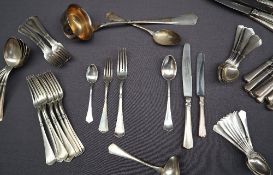 A continental 800 standard part flatware service comprising nine table spoons, nine table forks,