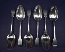 A set of six George III silver table spoons, London, 1818, William Eley I & William Fearn,