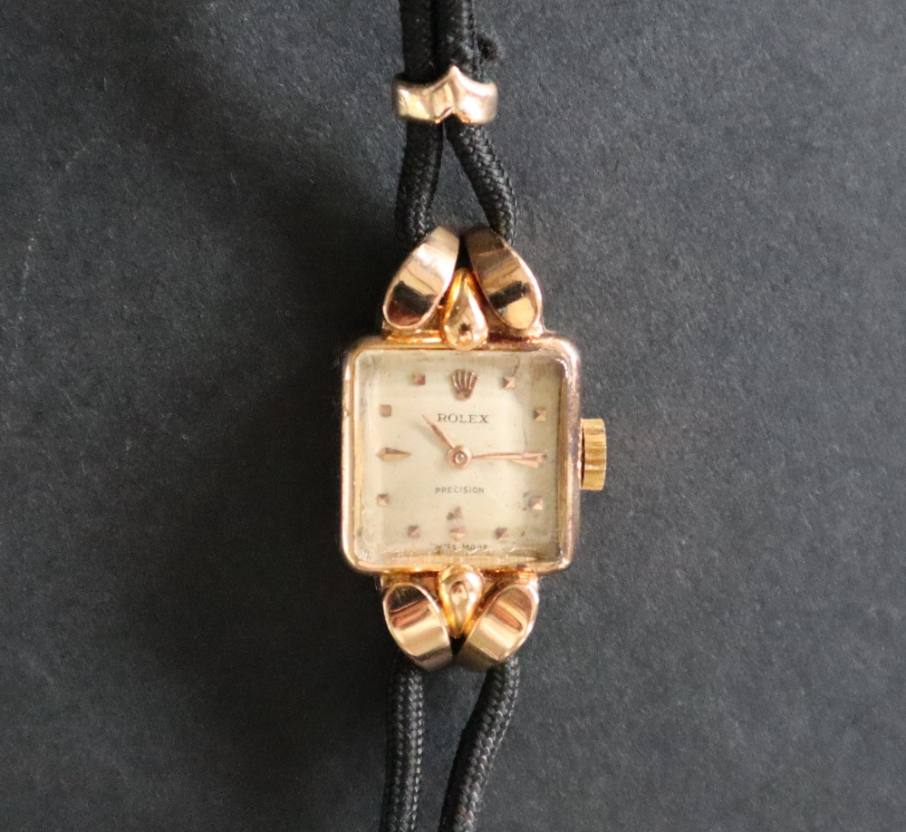 A lady's 18ct gold Rolex wristwatch, the square dial with dot markers, marked Rolex Precision, - Image 8 of 8