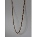 A 9ct yellow gold necklace, with textured circular links, 52cm long, approximately 8.