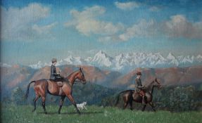 Attributed to Annette Yarrow Riding in the Foothills of the Himalayas Oil on board 43 x