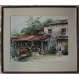 Valerie Ganz Old Mill, Parkmill Watercolour Signed 39.5 x 49.