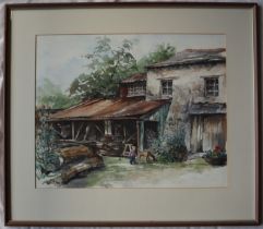 Valerie Ganz Old Mill, Parkmill Watercolour Signed 39.5 x 49.