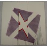 Richard Smith (1931-2016) Two of a Kind VIb (red x on lavender at angle) Etching printed in colours,