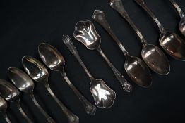 A set of twelve Sterling silver tea spoons, initialled,
