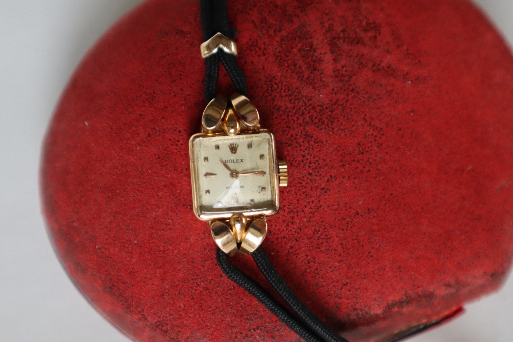 A lady's 18ct gold Rolex wristwatch, the square dial with dot markers, marked Rolex Precision, - Image 3 of 8