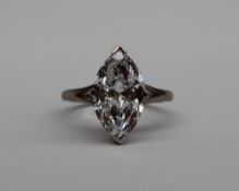 A 3.53 carats marquise cut solitaire diamond ring, 14.86mm x 8.63mm x 4.50mm deep