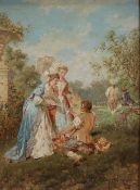 Jose Serra y Porson Ladies by a river Oil on board Signed and dated 1881 33 x 24cm
