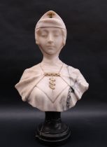 Richard Aurili A marble bust of a maiden with a head covering,