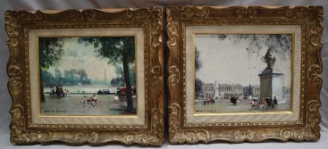 Jules R Herve Place de La Concorde Oil on canvas Signed Label verso 21 x 26cm Together with a