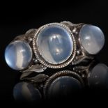 ANTIQUE THREE STONE MOONSTONE RING