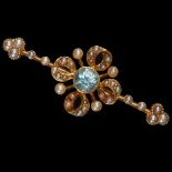 VICTORIAN AQUAMARINE AND PEARL BROOCH